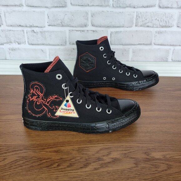 Converse x Dungeons & Dragons Chuck Taylor All Star Hi Black Red Men 6.5 A09886C - Picture 2 of 10